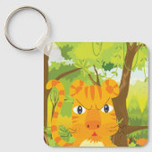Niedlicher Angry Tiger Cartoon in Dschungel Schlüsselanhänger (Vorderseite)