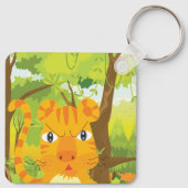 Niedlicher Angry Tiger Cartoon in Dschungel Schlüsselanhänger (Rückseite)