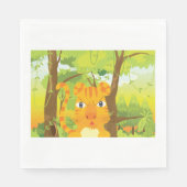 Niedlicher Angry Tiger Cartoon in Dschungel Serviette (Vorderseite)