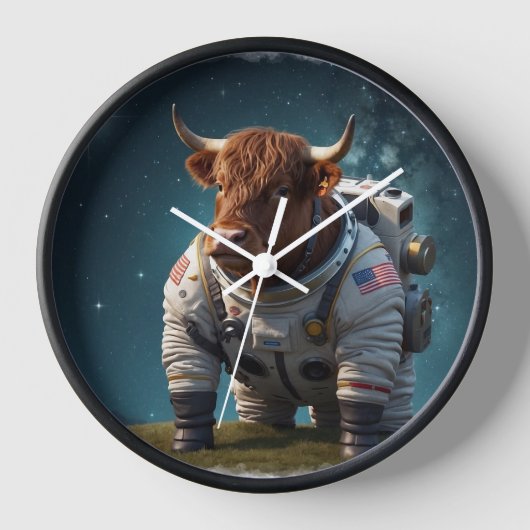 Niedlicher Angus Bull in einem Raum Uhr (Vorderseite)