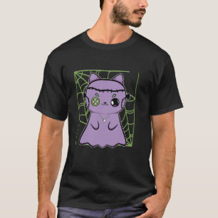 Niedlicher Anime Black Cat Ghost Horror Augapack f T-Shirt