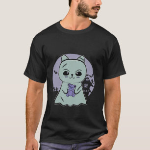 Niedlicher Anime Black Cat Ghost und Goth Teddy Bä T-Shirt