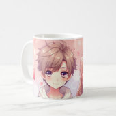 Niedlicher Anime Boy and Girl Kaffeetasse (Vorderseite Links)