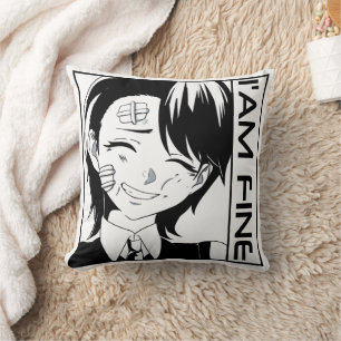 Niedlicher Anime-Charakter: "I'M FINE" Kissen
