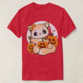 Niedlicher Anime-Fox mit Kawaii Pumpkin zu Hallowe T-Shirt (Design vorne)