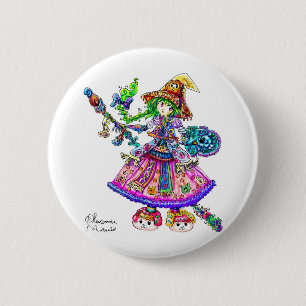 Niedlicher Anime-Hexe Kawaii Halloween magischer Button