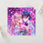 Niedlicher Anime-Personalisierter Valentinstag Karte (Vorderseite/Rückseite Beispiel)