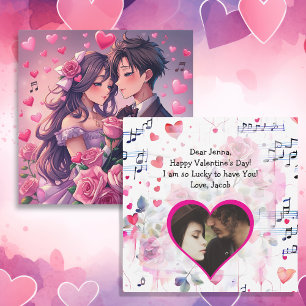 Niedlicher Anime-Personalisierter Valentinstag Karte