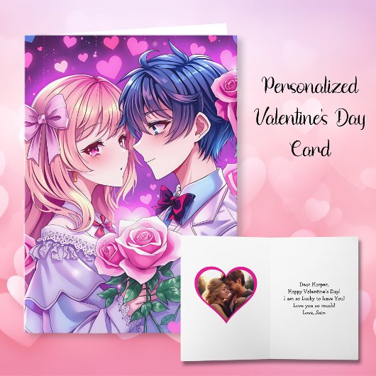 Niedlicher Anime-Personalisierter Valentinstag Karte