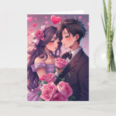 Niedlicher Anime-Personalisierter Valentinstag Karte (Vorderseite)