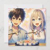 Niedlicher Anime-Sushi-Pun Valentinstag Einladung (Vorderseite)