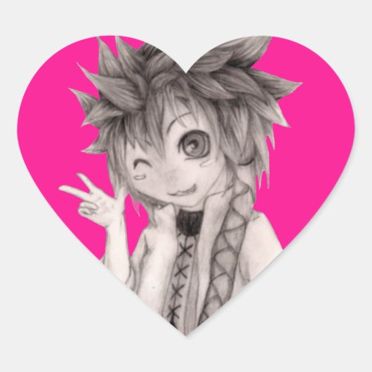Niedlicher Anime-Typ, Original Zeichnend Herz-Aufkleber (Vorderseite)