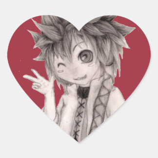Niedlicher Anime-Typ, Original Zeichnend Herz-Aufkleber