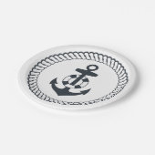 Niedlicher Anker Pappteller (Schrägansicht)