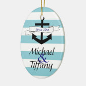 Niedlicher Anker-Seepaar-Weihnachtsverzierung Keramikornament (Links)