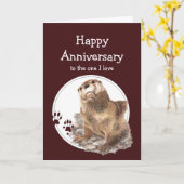 Niedlicher Anniversary Otter I Liebe Benutzerdefin Karte (Gelbe Blume)