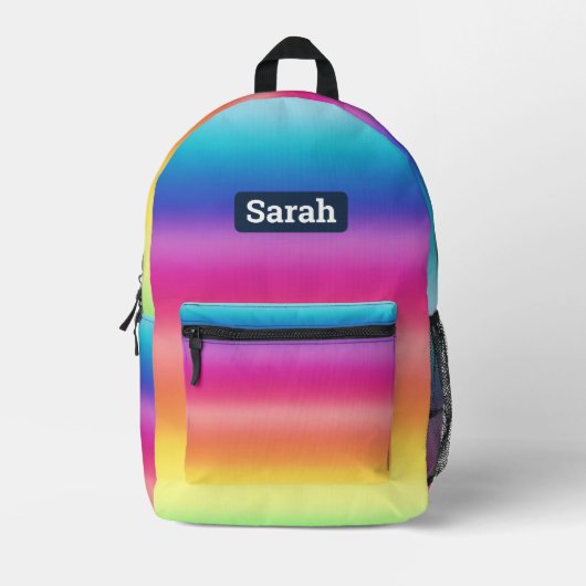 Niedlicher, anpassbarer Regenbogenbuchsrucksack Bedruckter Rucksack (Vorderseite)