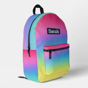 Niedlicher, anpassbarer Regenbogenbuchsrucksack Bedruckter Rucksack