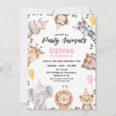 Niedlicher Anruf bei allen Party Tiere Safari 1. G Einladung (Vorderseite)