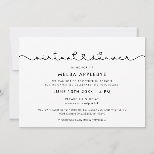 Niedlicher Anschluss eines Schriftartes mit Herzfu Einladung (Vorderseite)