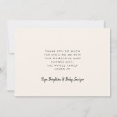 Niedlicher Anschluss Herzstück Schriftart Babydusc Dankeskarte (Rückseite)