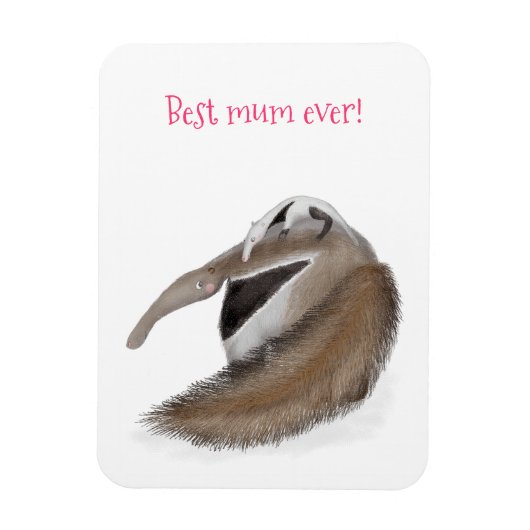 Niedlicher Anteater- und Baby-Magnet "Beste Mama a Magnet (Vertikal)