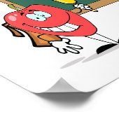 niedlicher Apfel mit Rücken auf den Cartoon in der Poster (Ecke)