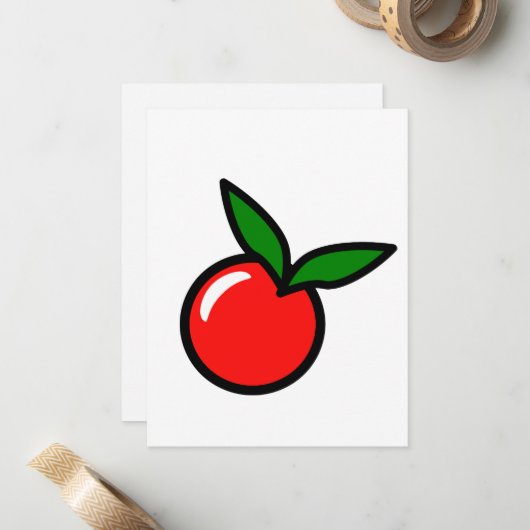 Niedlicher Apfel oder Kirsche, Fun Kitchen Frucht Mitteilungskarte (Vorderseite/Rückseite Beispiel)