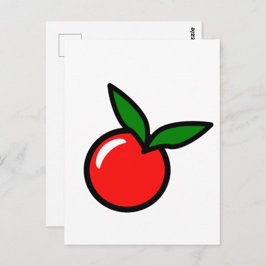 Niedlicher Apfel oder Kirsche, Fun Kitchen Frucht  Postkarte (Vorne/Hinten)