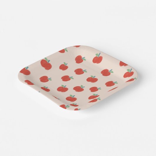 Niedlicher Apfel Pappteller (Gewinkelt)