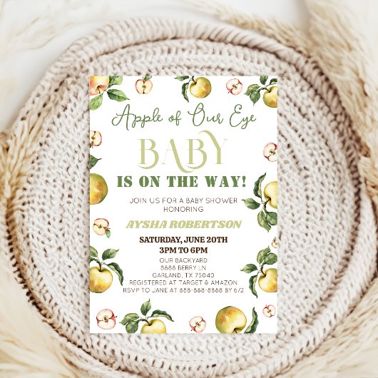 niedlicher Apfel unserer Augenbabydusche Einladung