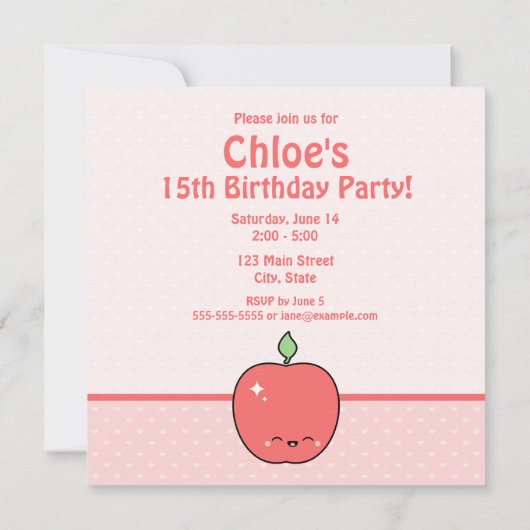 Niedlicher Apfelgeburt Einladung (Rückseite)