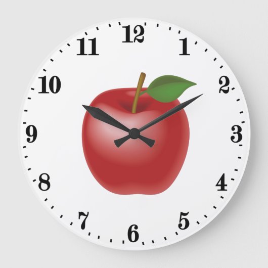 Niedlicher Apfelkuchen Große Wanduhr (Vorderseite)