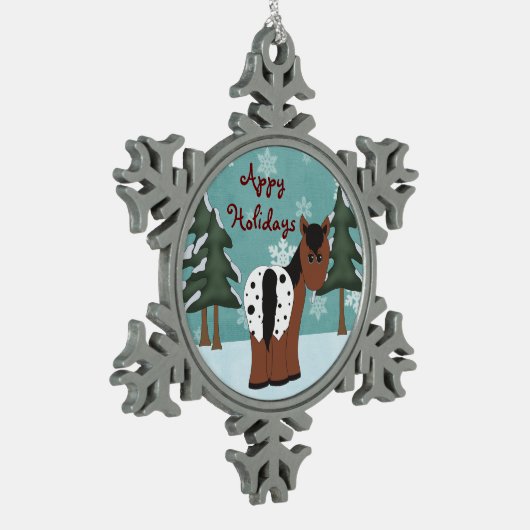Niedlicher Appetit Urlaub Blanket Appaloosa Pferd Schneeflocken Zinn-Ornament (Links)
