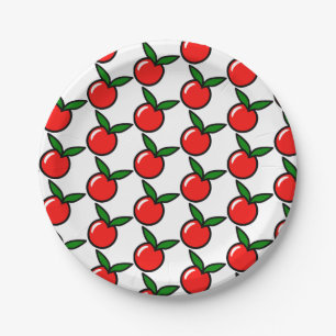 Niedlicher Apple Cherry Red Fruit Spaß Küche Carto Pappteller