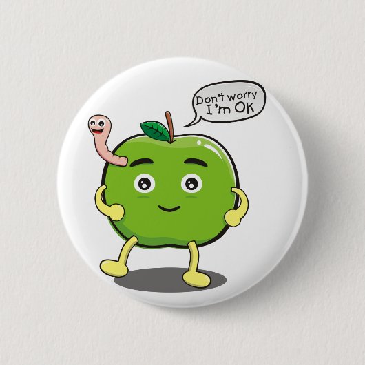 niedlicher Apple mit niedlichem Wurm Button (Vorderseite)
