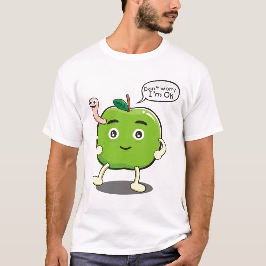 niedlicher Apple mit niedlichem Wurm T-Shirt (Vorderseite)