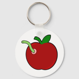 Niedlicher Apple mit Wurm Schlüsselanhänger