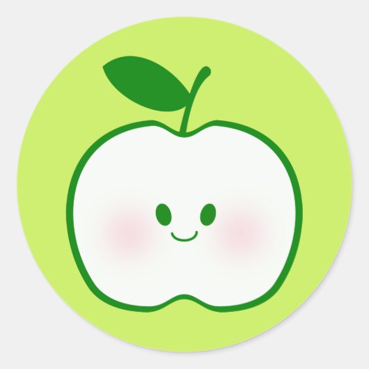 Niedlicher Apple Runder Aufkleber (Vorderseite)