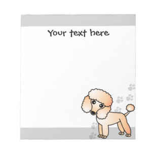 Niedlicher Aprikosen-Pudel-Cartoon-grauer Notizblock