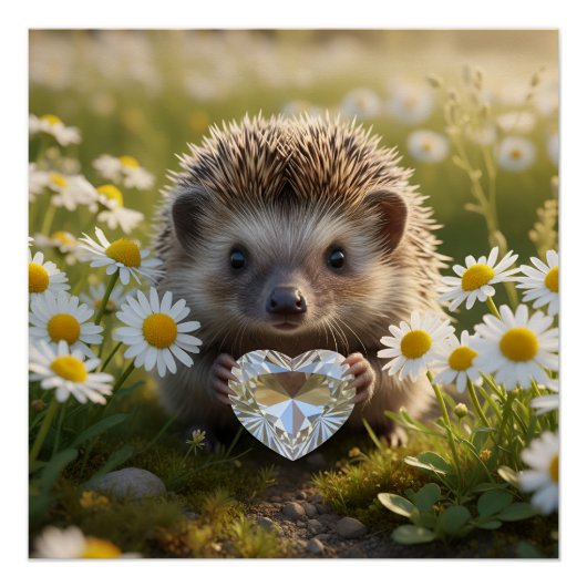 Niedlicher April-Igel mit Diamantherz Poster (Vorderseite)