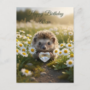 Niedlicher April-Igel mit Diamantherz Postkarte