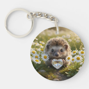 Niedlicher April-Igel mit Diamantherz Schlüsselanhänger