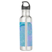 Niedlicher Aqua-Glitzer lila Marmor-Art-Monogramm Edelstahlflasche (Rückseite)
