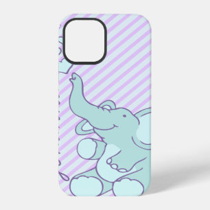 Niedlicher aqua-lila Babysitz-Elefant iPhone 12 Pro Hülle