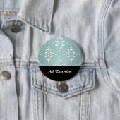 Niedlicher Aquamariner blau-weißer Damast Button (Beispiel)