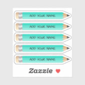 Niedlicher Aquamariner Bleistiftname Custom-Cut Vi Aufkleber (Blatt)