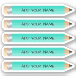 Niedlicher Aquamariner Bleistiftname Custom-Cut Vi Aufkleber