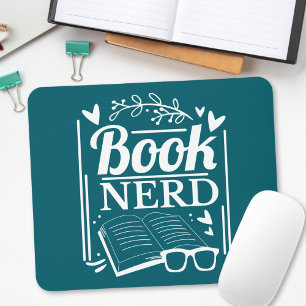 Niedlicher Aquamariner Blue Book Nerd Bookworm Mousepad
