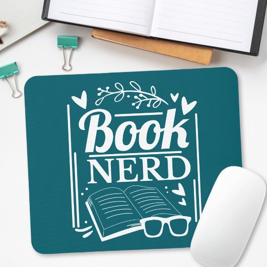 Niedlicher Aquamariner Blue Book Nerd Bookworm Mousepad